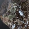 Archaia Wabi-Sabi Keramikvase mit metallisch-beigen Flussstrukturen aus eisenhaltigem Ton, Gasurdetail