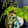 Wabi-Sabi Vase mit grüner Kupfer und Ascheglasur