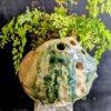 Wabi-Sabi Vase mit grüner Kupfer und Ascheglasur