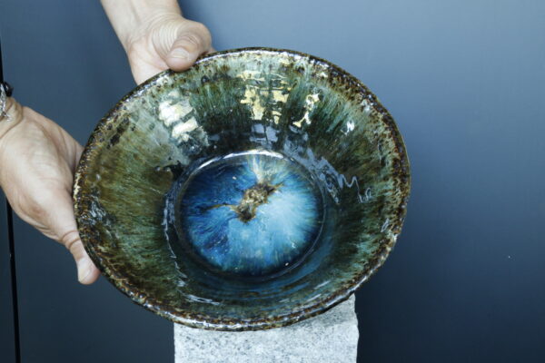 Shin'en handgemachte Keramikschale Saphirblau Wabi-Sabi