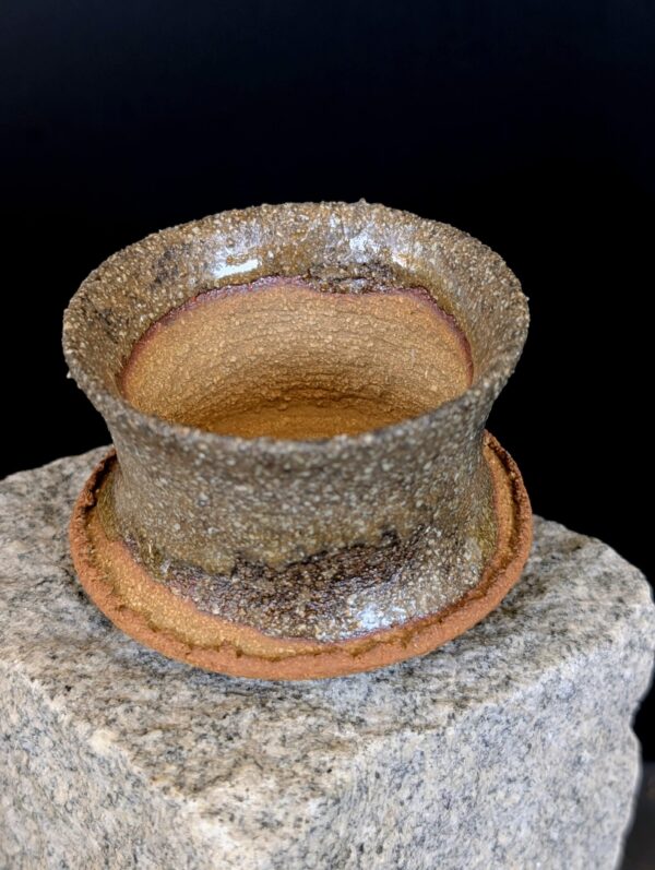 Tsuchi Morgentau handgefertigter Wabi-Sabi Whiskey Tumbler mit Rhein-Muschelglasur und Tropfeneffekten