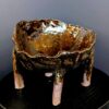 Skulpturales Gefäß und Wabi-Sabi Schale aus eisenhaltigem Ton