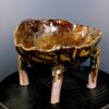 Skulpturales Gefäß und Wabi-Sabi Schale aus eisenhaltigem Ton