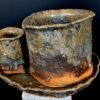 Wabi-Sabi Pflanzgefäße mit herablaufender Asche und Rhein-Muschel Glasur