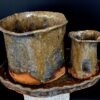Dreiteiliges Keramik Set aus zwei Vasen und Unterteller aus Schweizer Ton