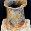 Kleine Wabi-Sabi Vase mit fließenden Glasurspuren und unglasiertem Fuß
